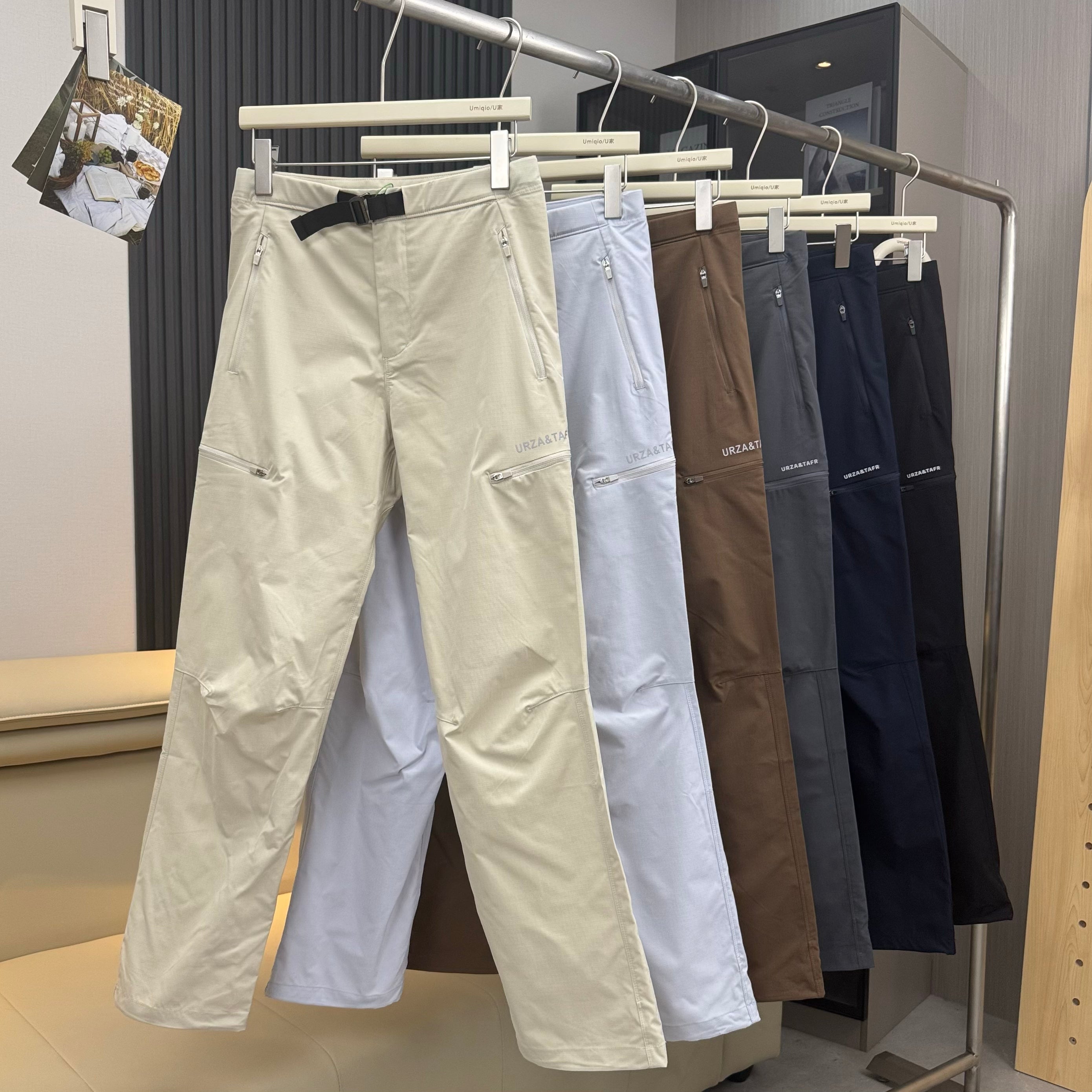 Men's Lightweight Technical Cargo Trekking Pants with Drawstring Waist, Zipper Pockets, and Elastic Hem Chichicherry