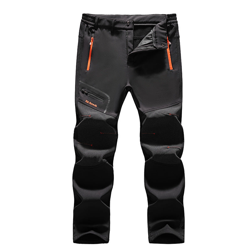 Men's softshell outdoor pants with reinforced knee patches, elastic waistband, and water-repellent membrane Chichicherry