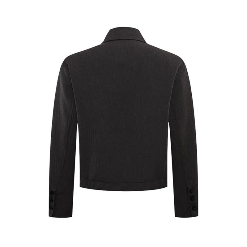 Men's short asymmetric twill blouson with concealed button placket Chichicherry