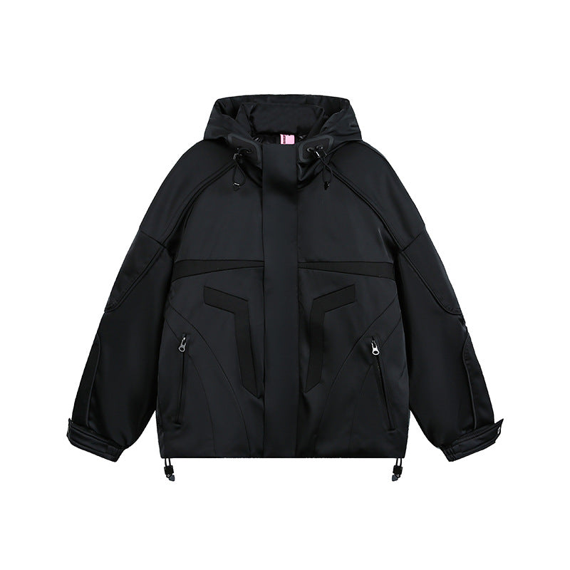 Unisex technical padded hoodie with utility pockets and adjustable hem Chichicherry