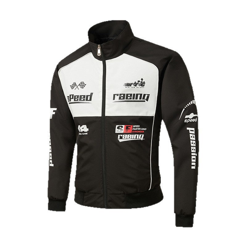 Men's track jacket in motorsport look with logo prints and stand-up collar Chichicherry