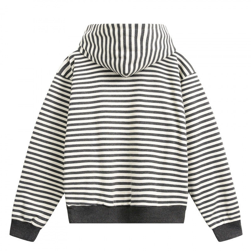 Unisex Striped Oversize Hoodie made of Cotton Blend with Ribbed Cuffs Chichicherry