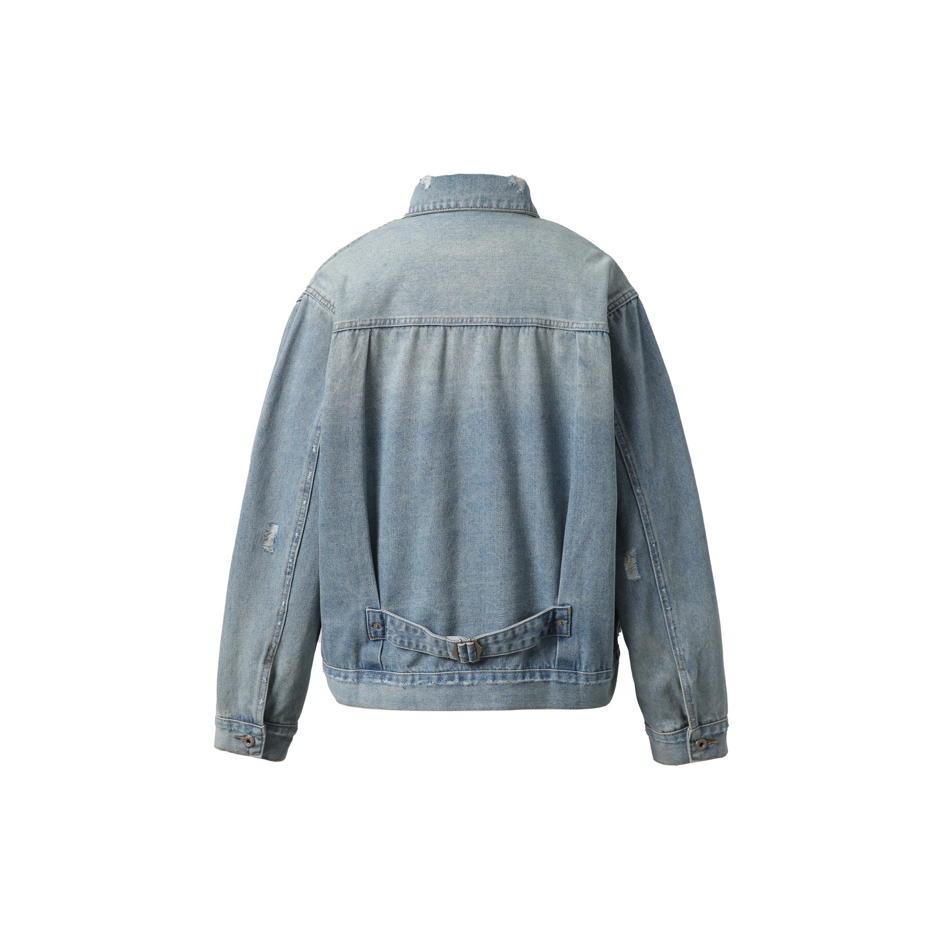 Unisex Oversized Denim Jacket with Used Look, Boxy Cut and Chest Pockets Chichicherry