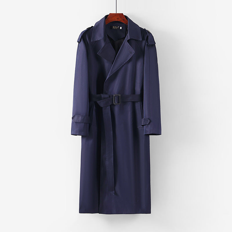 Unisex Longer minimalist trench coat with belt and shoulder epaulets Chichicherry