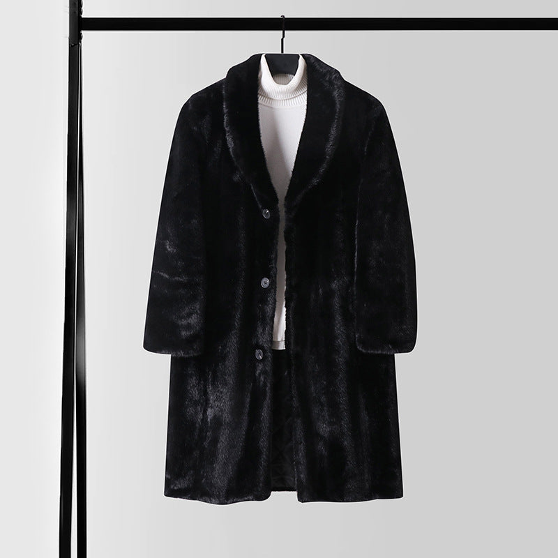 Men's faux fur coat with shawl collar, quilted lining and classic button placket Chichicherry