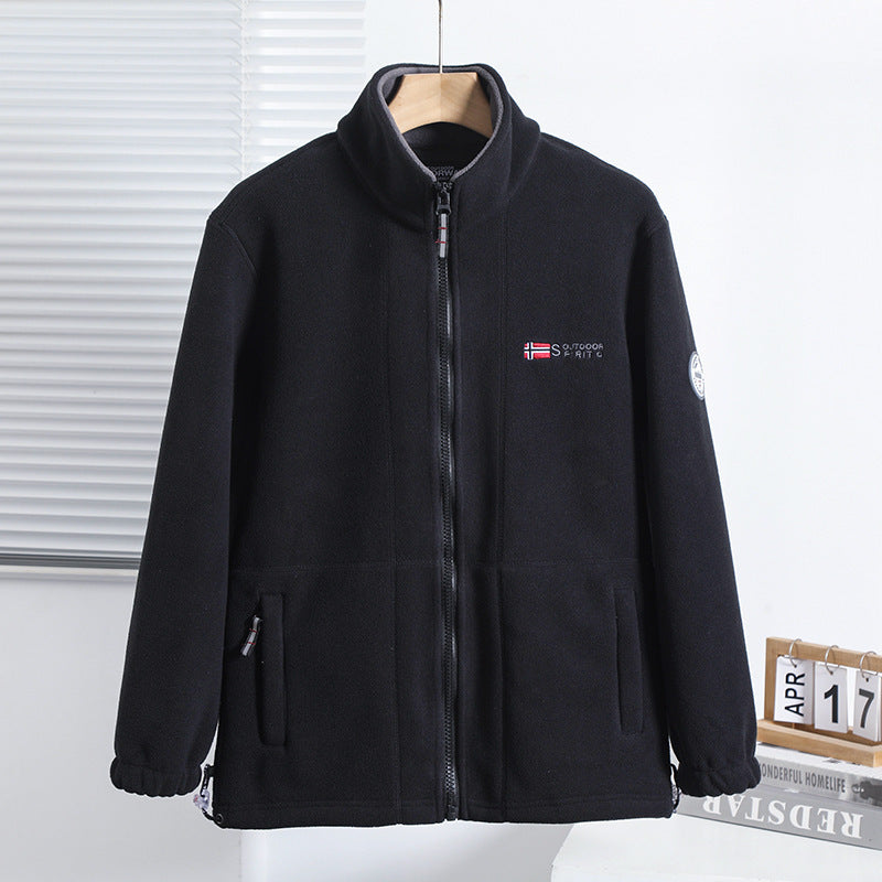 Men's fleece jacket with stand-up collar, full-length zipper, and insert pockets Chichicherry