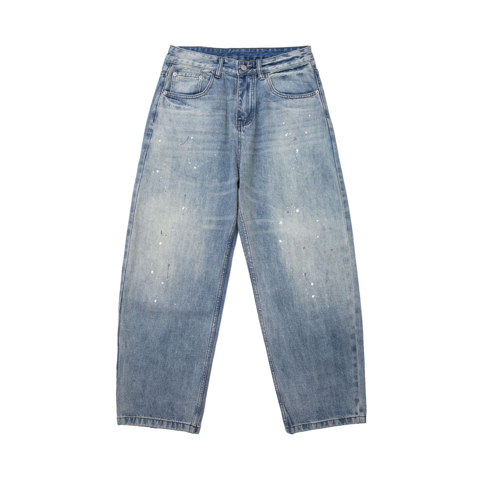 Women High-Waist loose Denim Culottes in Used-Look with Color Sprinkles Chichicherry