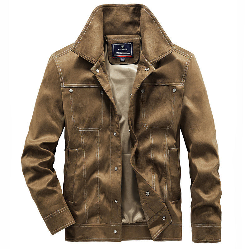 Men's jeans jacket in worker trucker style with distinctive contrast stitching Chichicherry
