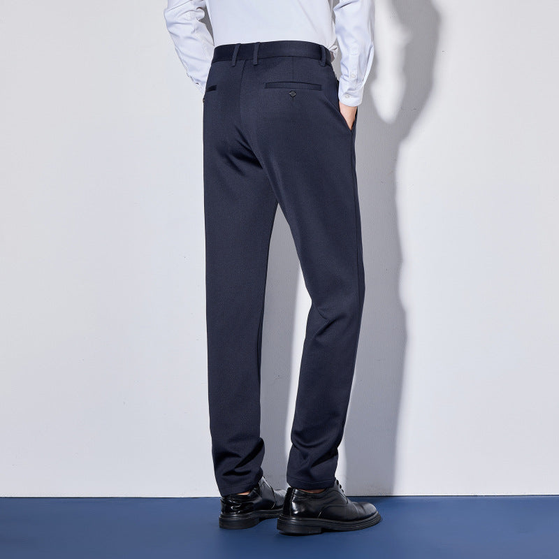 Men's Elegant Business Pants with Straight Cut and Elastic Waist Chichicherry