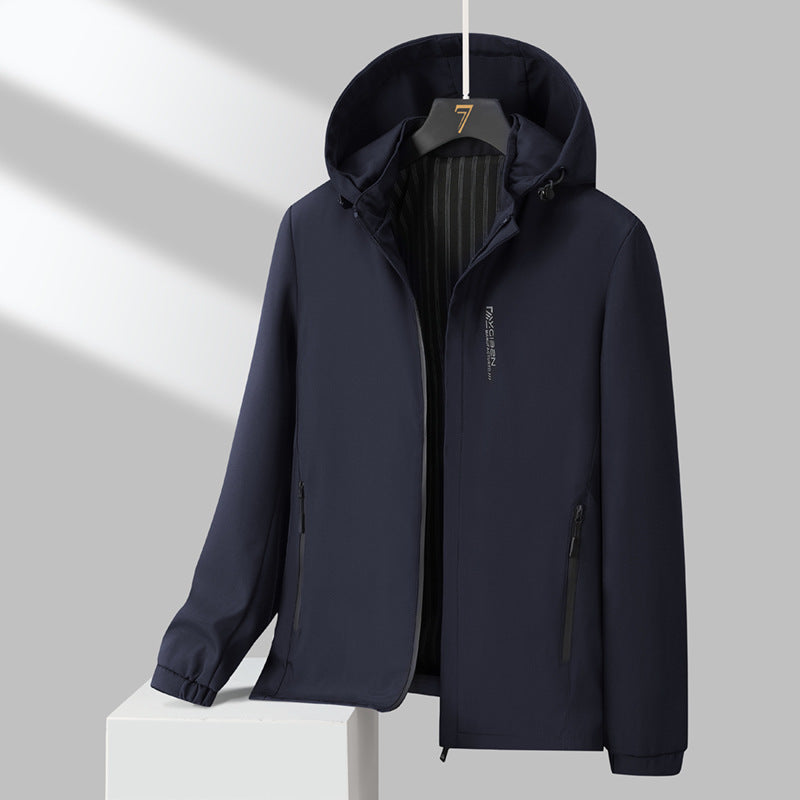 Men's Minimalistic Hooded Softshell Jacket with Sealed Zippers and Elastic Cuffs Chichicherry