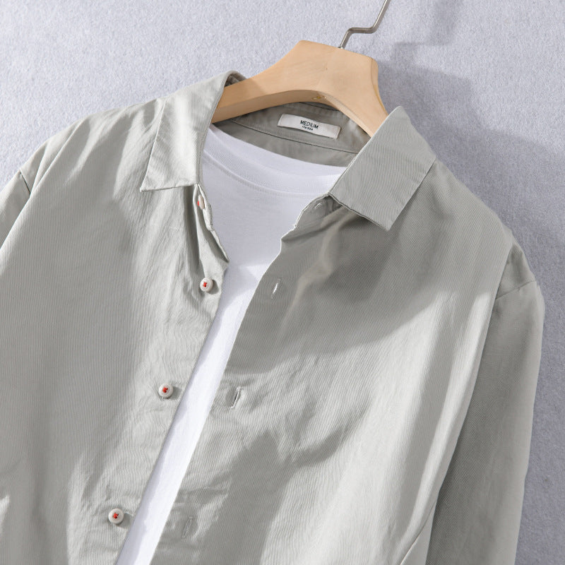 Men's Lightweight Transition Shirt Jacket with Elastic Hem and Kent Collar Chichicherry