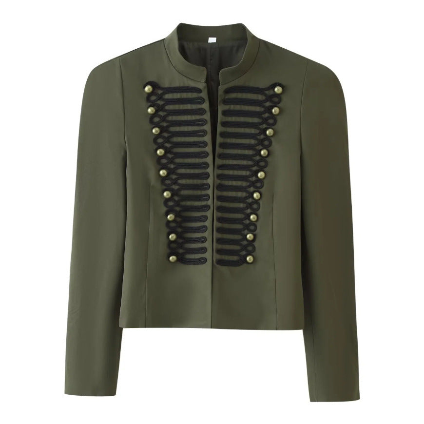 Ladies short jacket in hussar-inspired design with stand-up collar and decorative cords Chichicherry
