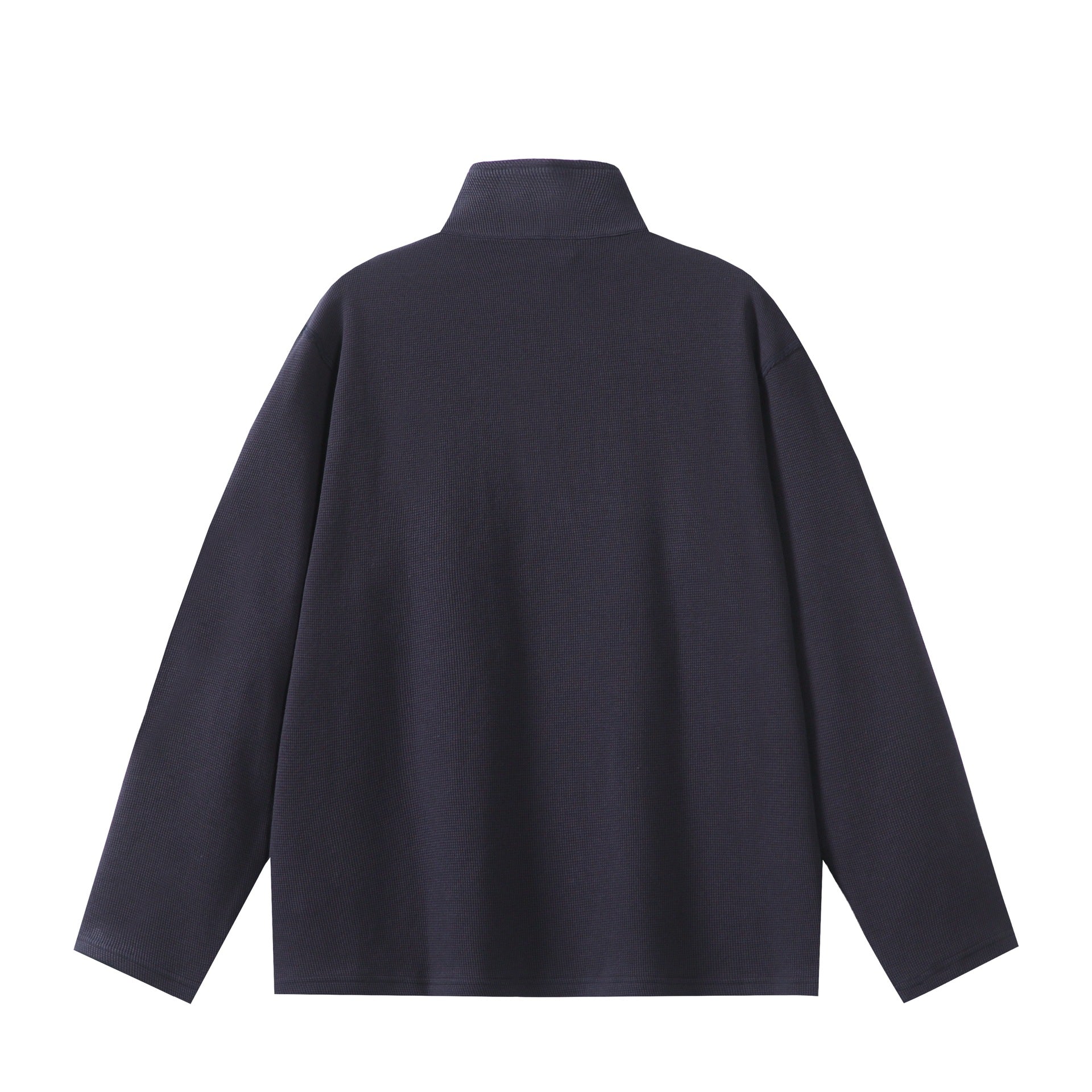 Unisex Lightweight Waffle Knit Half-Zip Pullover with Stand-Up Collar and Chest Zip Pocket Chichicherry
