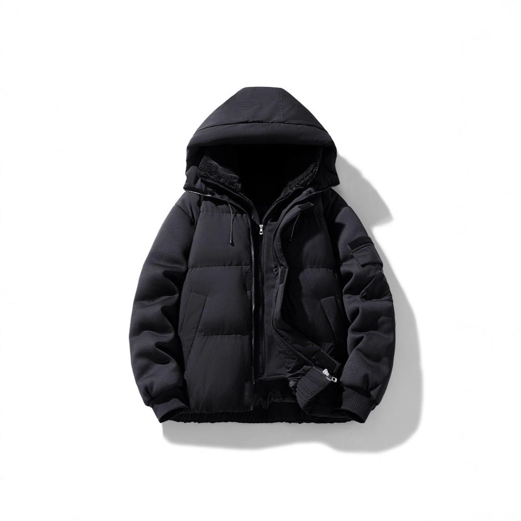 Men's padded hooded jacket with teddy lining and contrasting softshell sleeves Chichicherry
