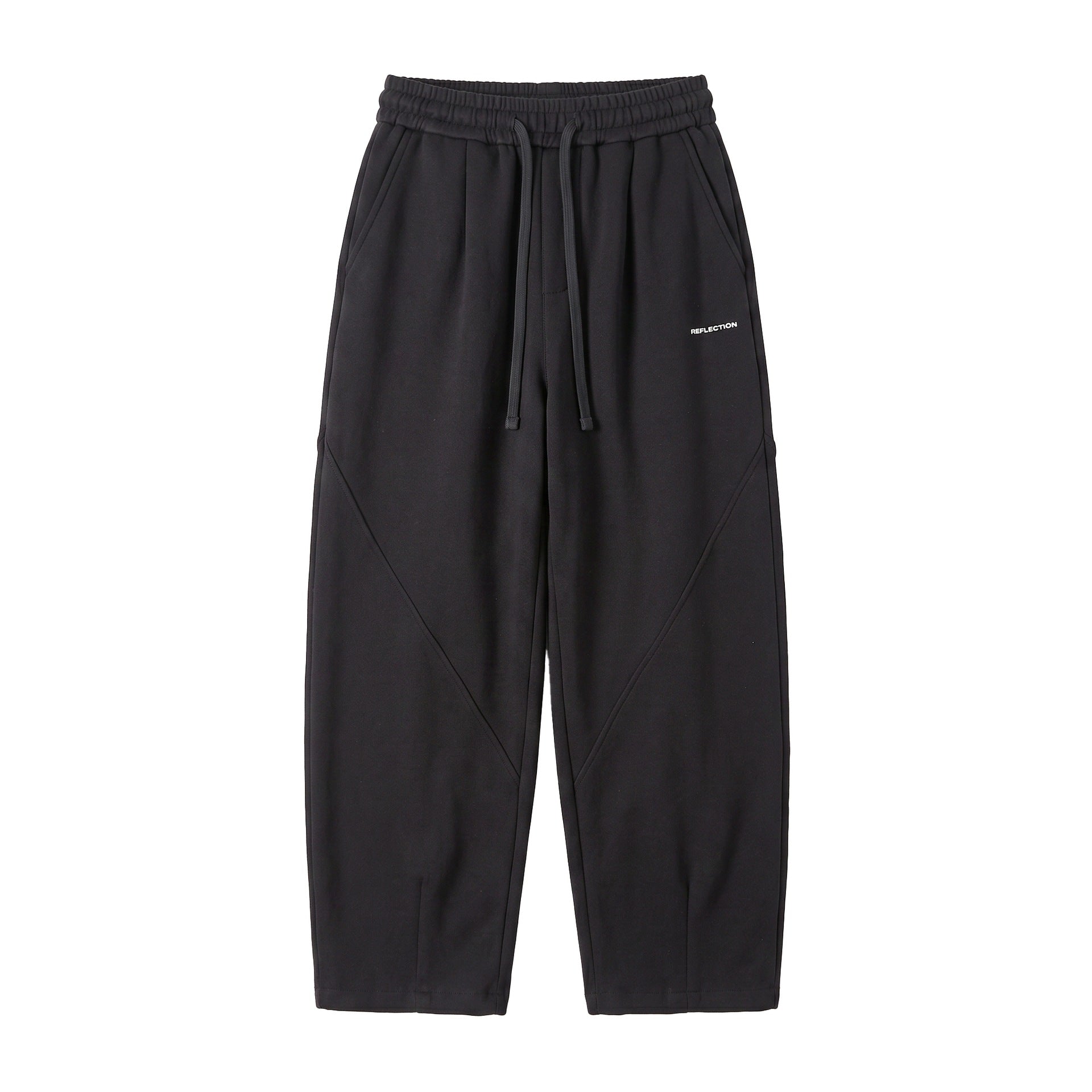Women's Cropped Sweatpants with Elastic Waistband and Decorative Seams Chichicherry