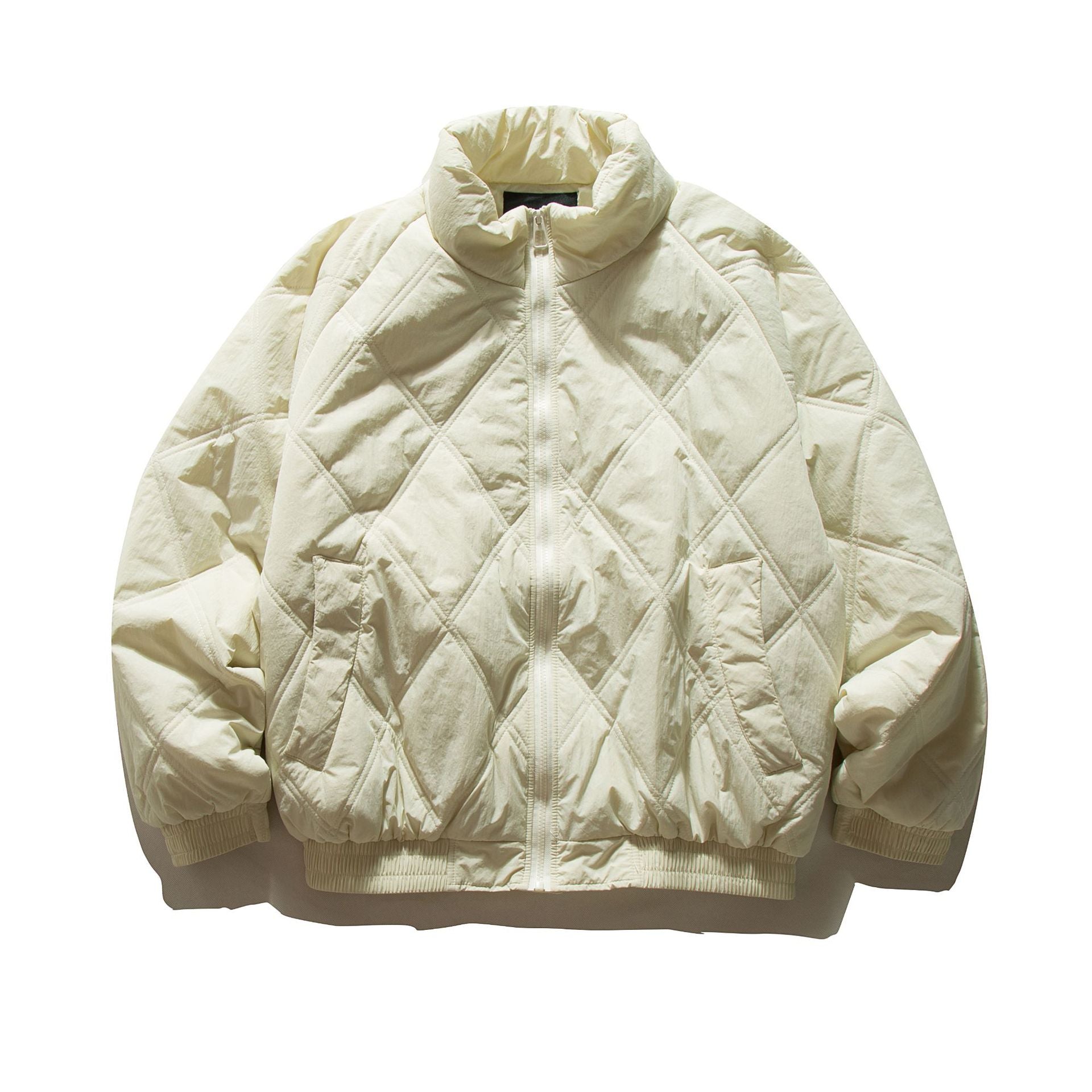 Unisex Boxy Padded Blouson with Diamond Quilting and High Funnel Collar Chichicherry