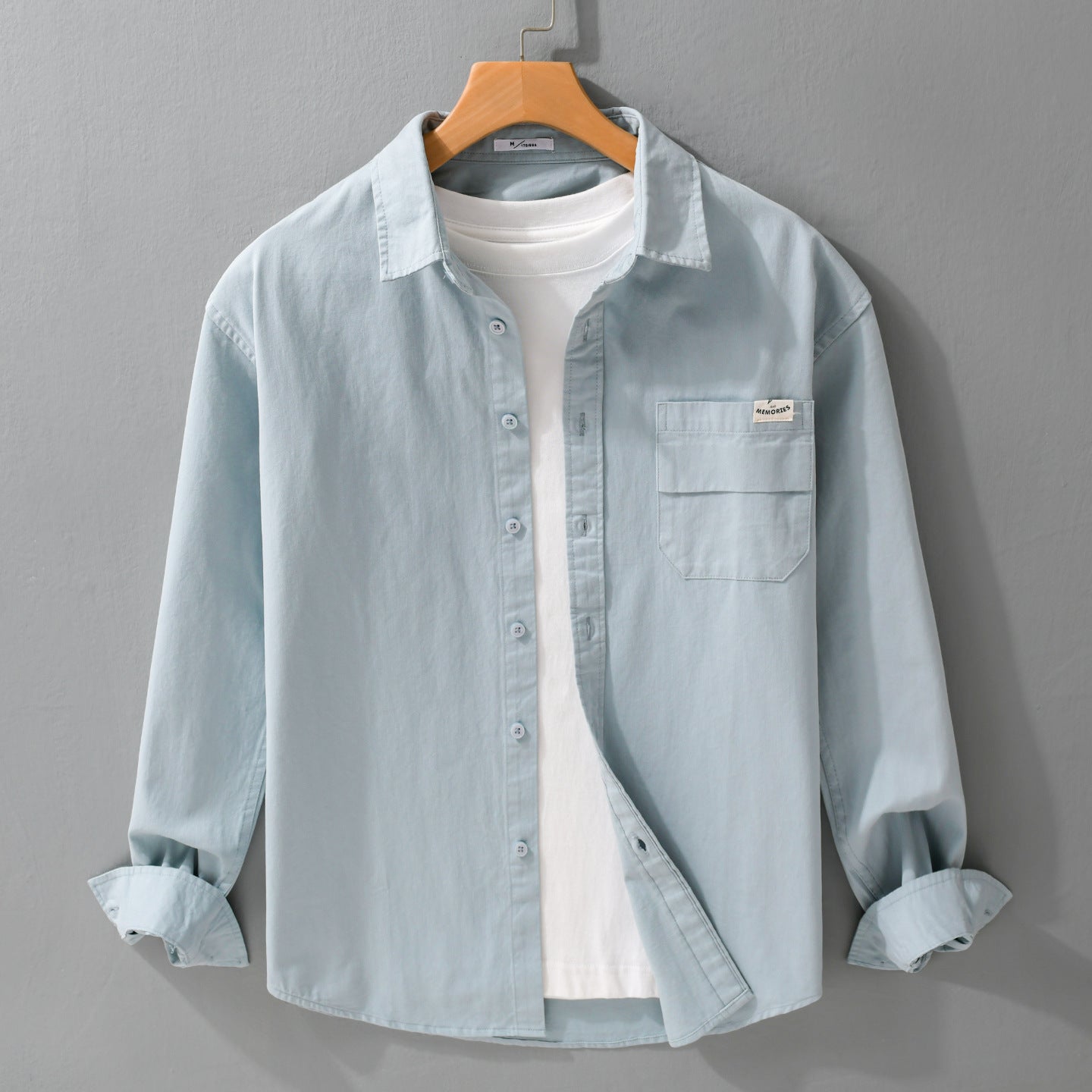 Men's Lightweight Cotton Overshirt with Kent Collar, Chest Pocket and Relaxed Fit Chichicherry