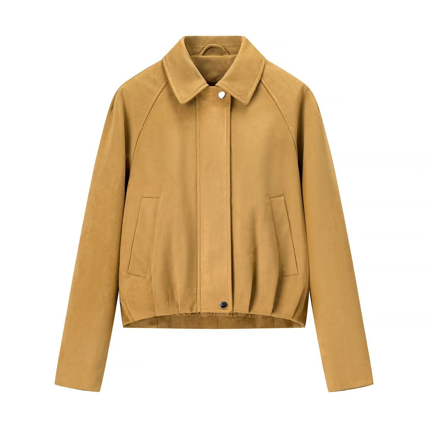 Women's short jacket in suede look with raglan sleeves and elastic hem Chichicherry