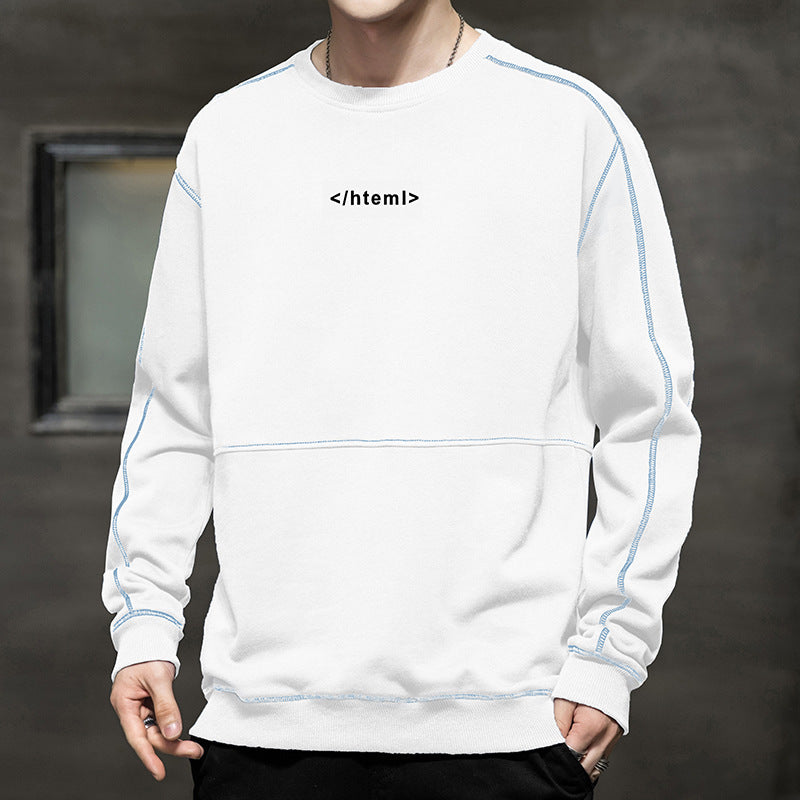 Men's Loose Oversize Sweatshirt with Contrast Stitches and Code Print Chichicherry