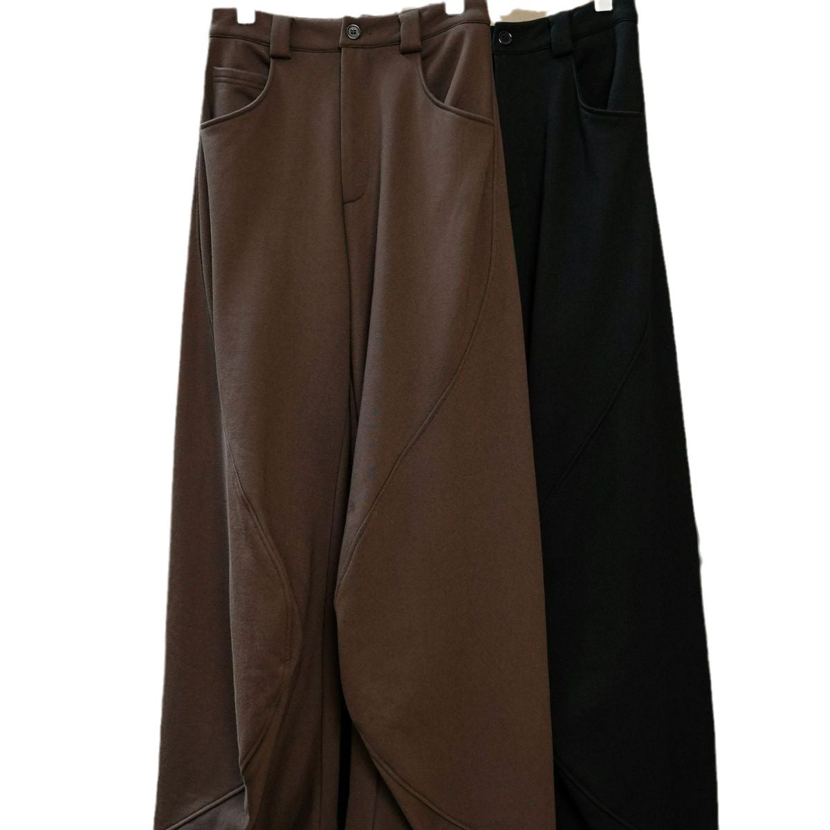 Women Wide Baggy Sweatpants with High Waist, Side Pockets and Decorative Stitching Chichicherry