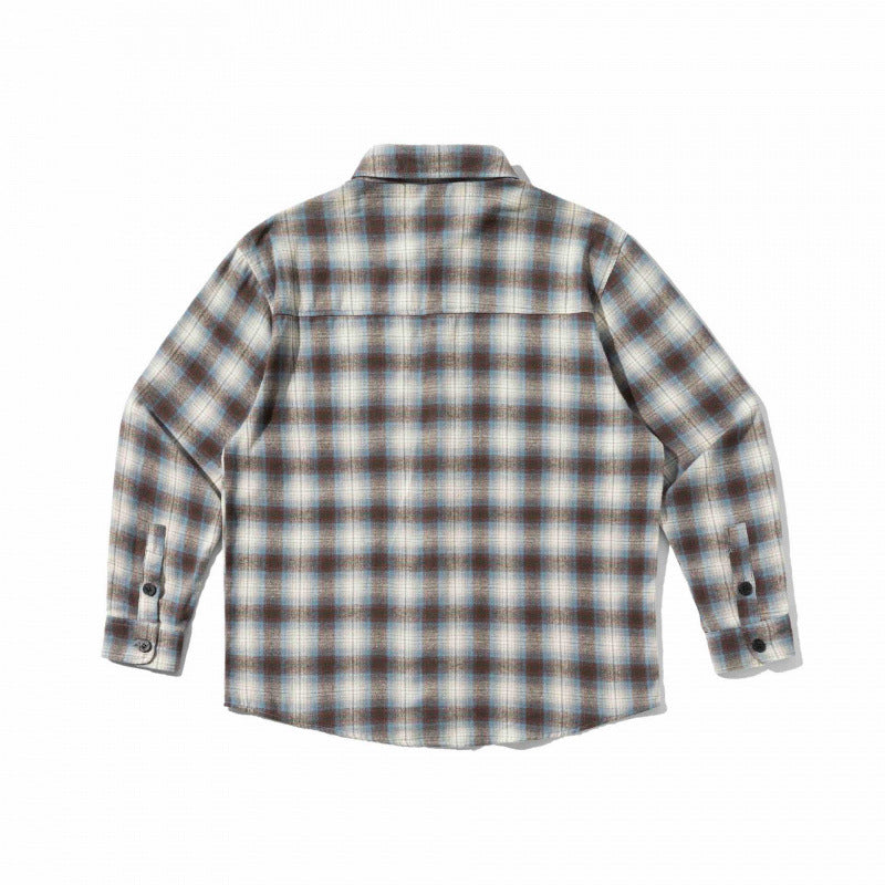 Unisex Boxy Checkered Flannel Overshirt with Patch Chest Pocket Chichicherry