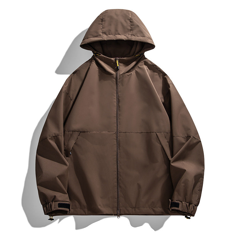 Men's Lightweight Urban Softshell Hooded Jacket with Minimalist Seam Design and Concealed Zipper Chichicherry