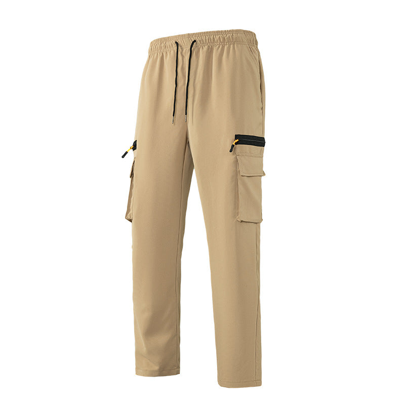 Men's Breathable Cargo Lounge Pants with Elastic Waistband, Drawstring & Multi-Pockets Chichicherry