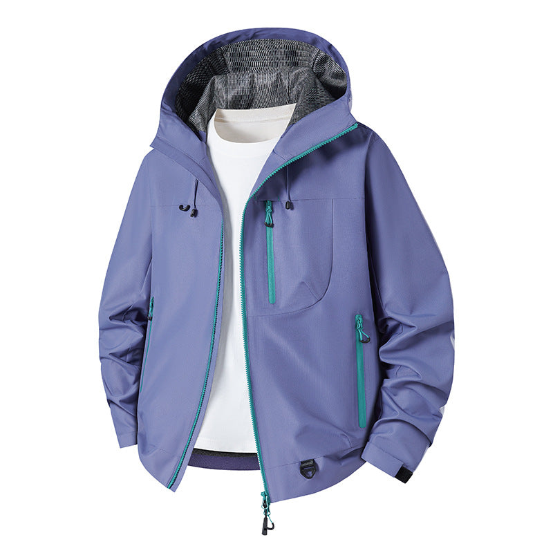 Men's water-repellent technical softshell jacket with hood, breathable mesh lining and zippered pockets Chichicherry