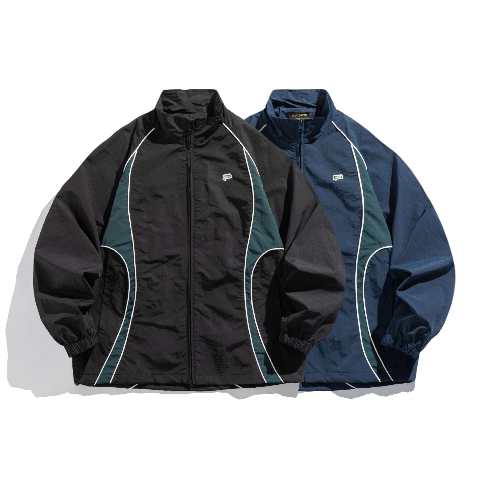 Unisex Lightweight Boxy Track Jacket with Contrast Piping Chichicherry