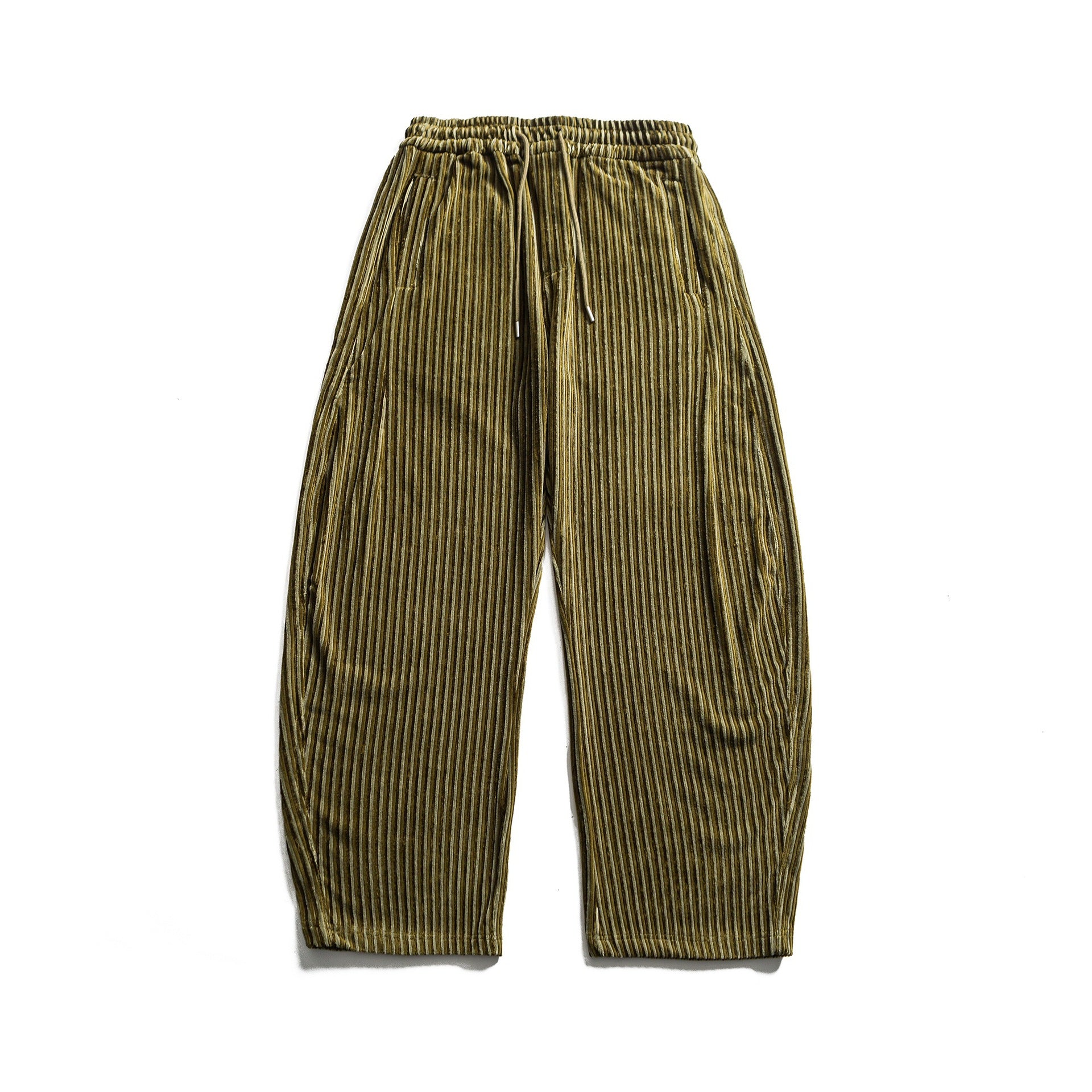 Women's Wide Pleated Trousers with Elastic Waistband and Drawstring Chichicherry