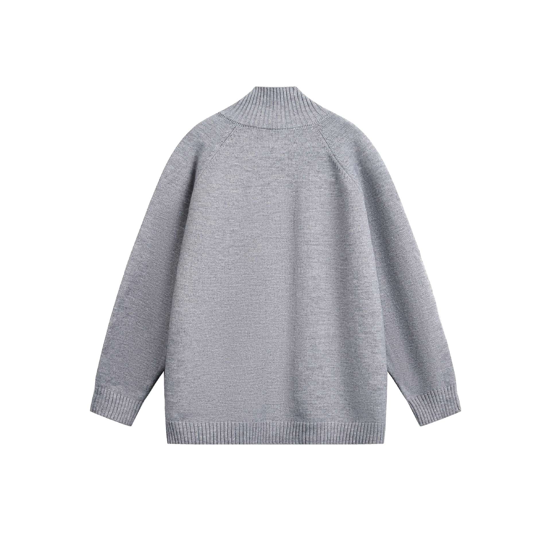 Unisex cardigan jacket with high ribbed collar, continuous button placket and side pockets Chichicherry