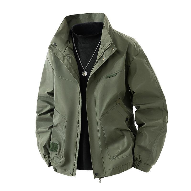 Men's Lightweight Technical Leisure Jacket with Stand-Up Collar, Concealed Zipper and Elastic Hem Chichicherry