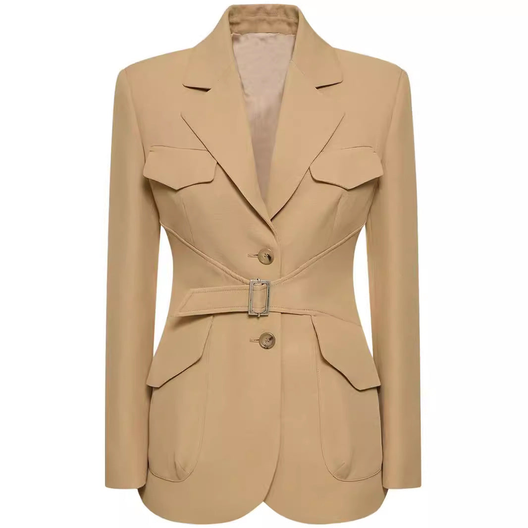 Women's Two-Piece Suit in Tailoring with Fitted Blazer and Wide Leg Chichicherry