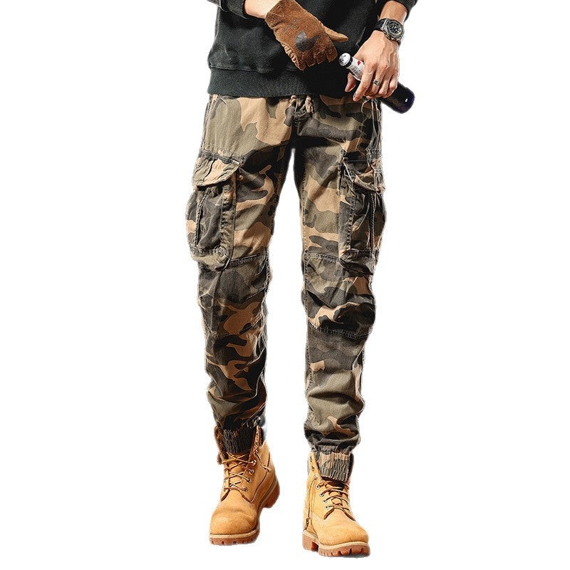 Men's cargo pants in jogger style with drawstring elastic cuffs and multiple pockets Chichicherry