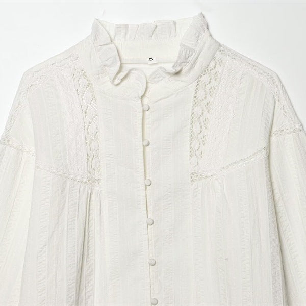 Ladies romantic Victorian lace blouse with stand-up collar and balloon sleeves Chichicherry