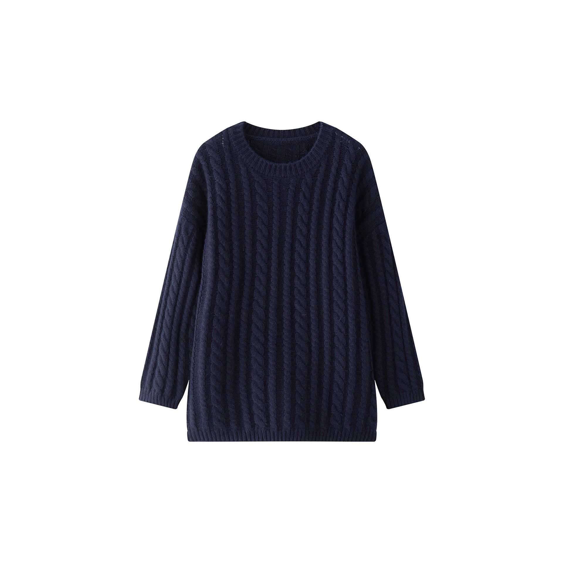 Women's Oversize Chunky Knit Sweater with Cable Pattern and Boxy Silhouette Chichicherry