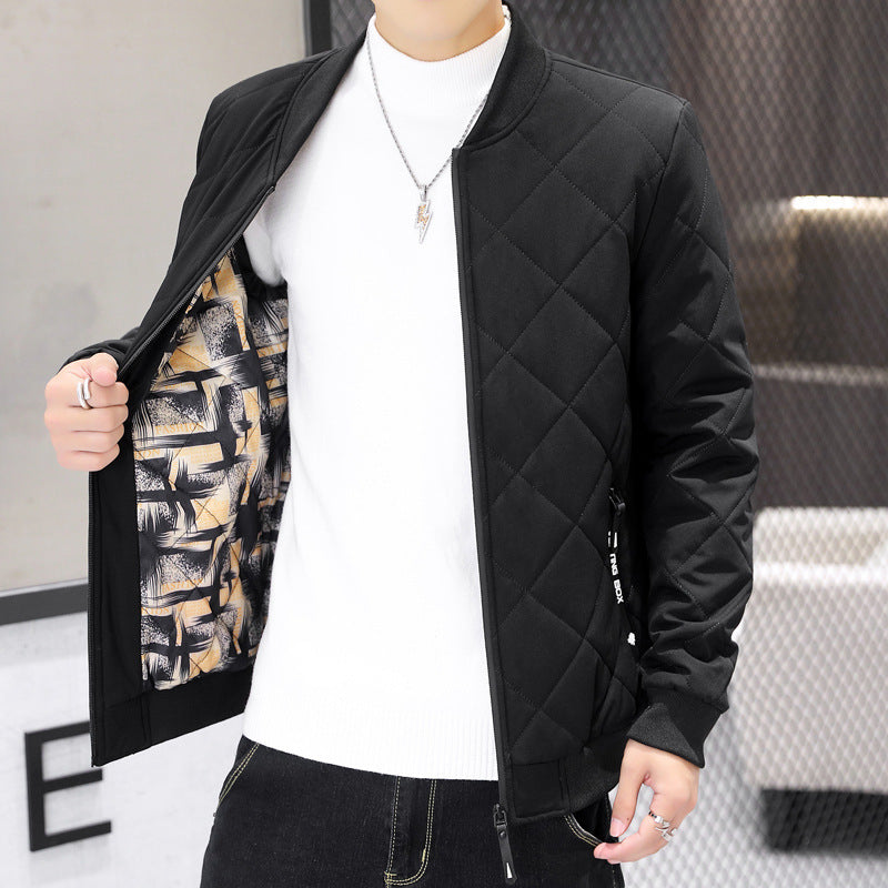 Men's quilted transitional jacket with diamond stitching, stand-up collar, and ribbed cuffs Chichicherry