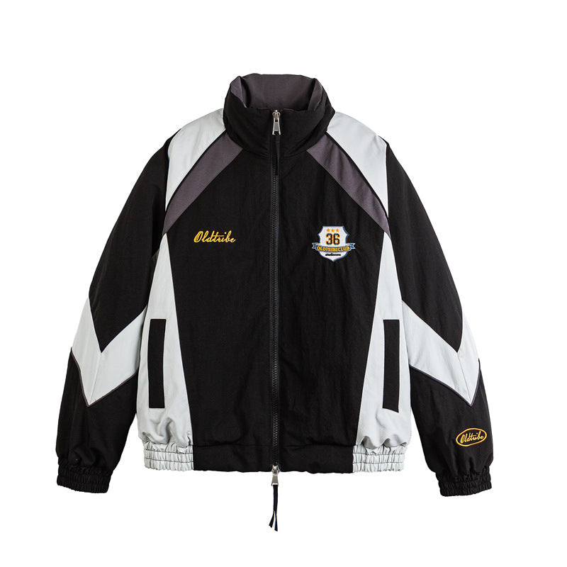 Unisex Retro Track Jacket in Vintage Sports Style with Stand-up Collar and Logo Embroidery Chichicherry