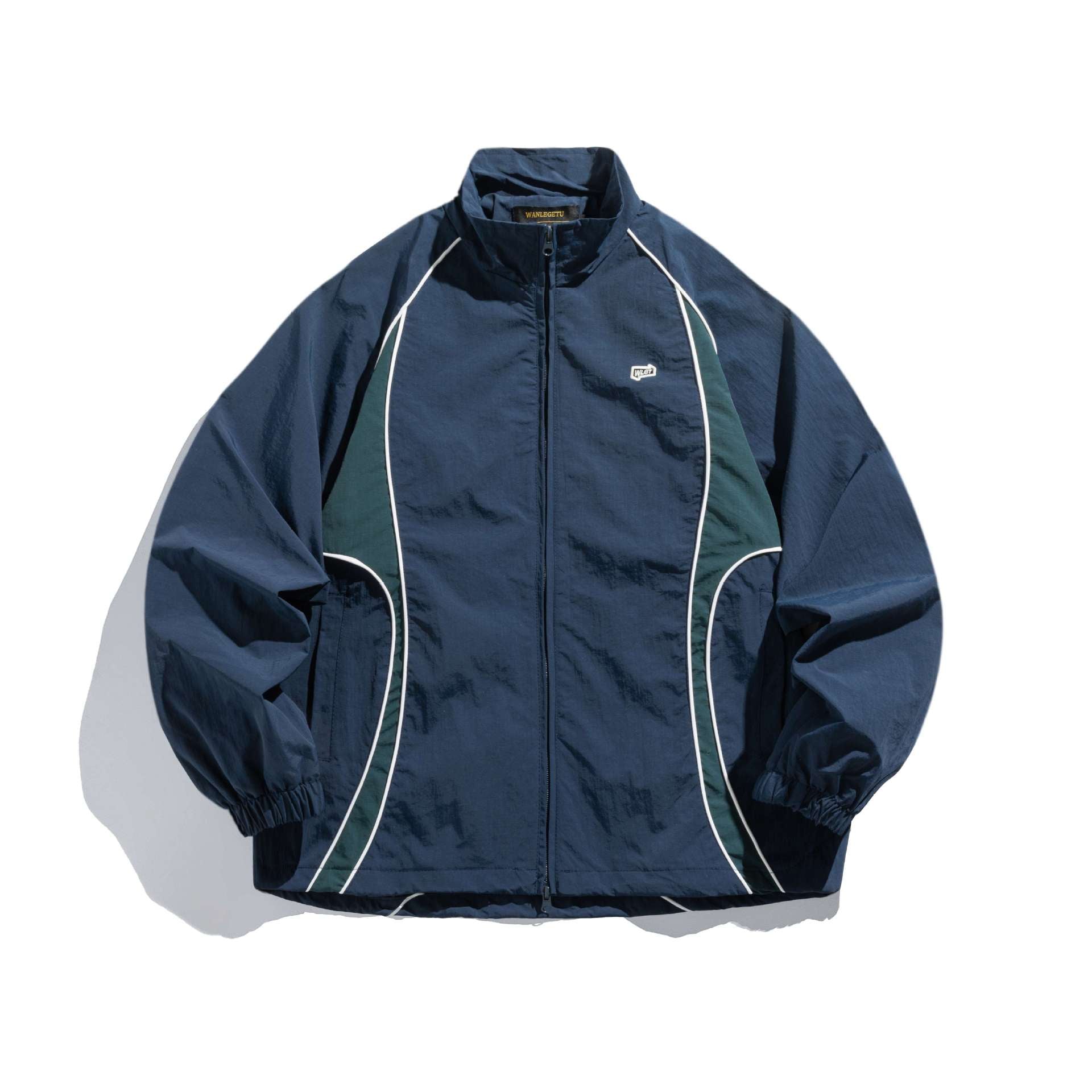 Unisex Lightweight Boxy Track Jacket with Contrast Piping Chichicherry