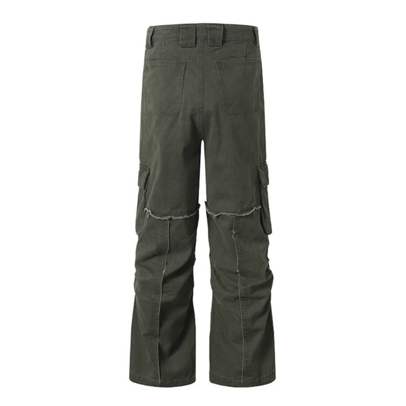 Women's Wide Cargo Culotte Pants with High Waist, Multi-Pockets and Visible Seam Details Chichicherry