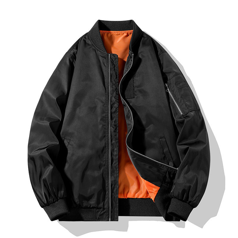 Men's Pilot Bomber Jacket in Military Look with Contrasting Lining, Arm Pocket and Ribbed Cuffs Chichicherry
