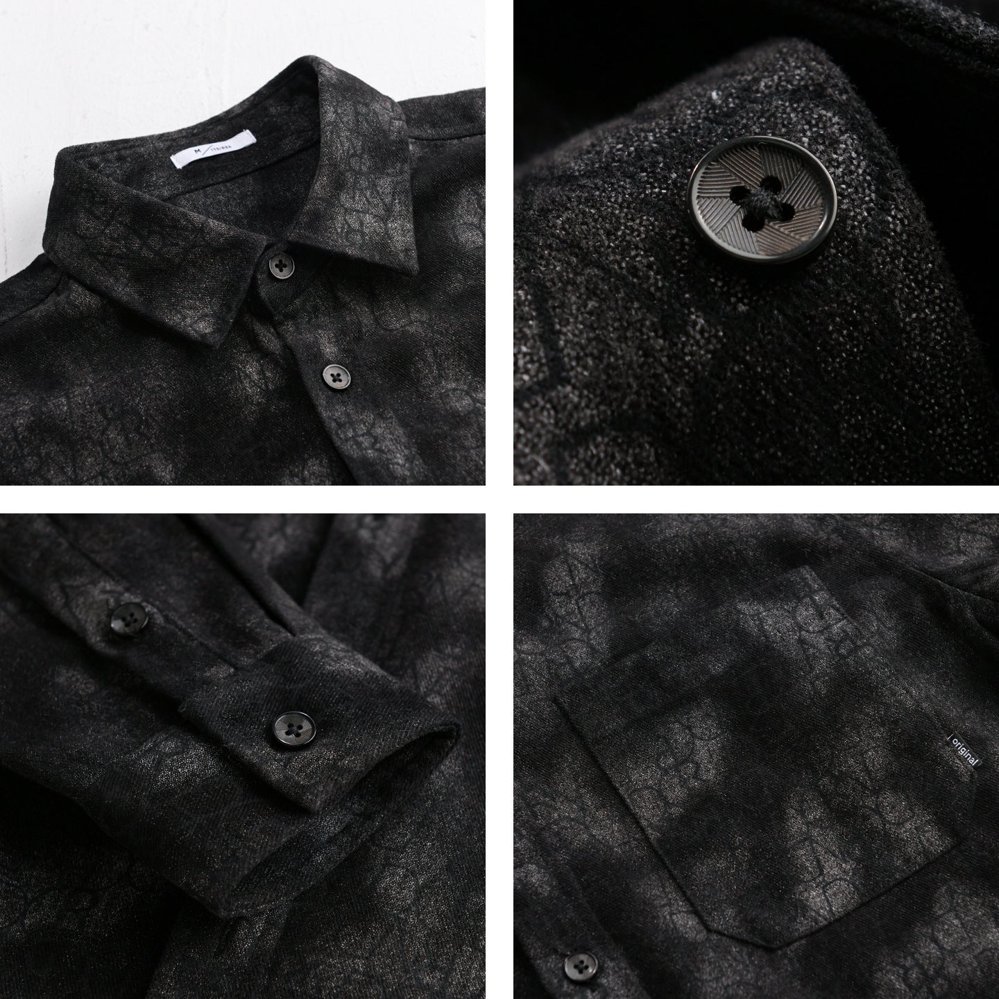 Men's velvety shirt jacket overshirt with tonal pattern and chest pocket Chichicherry