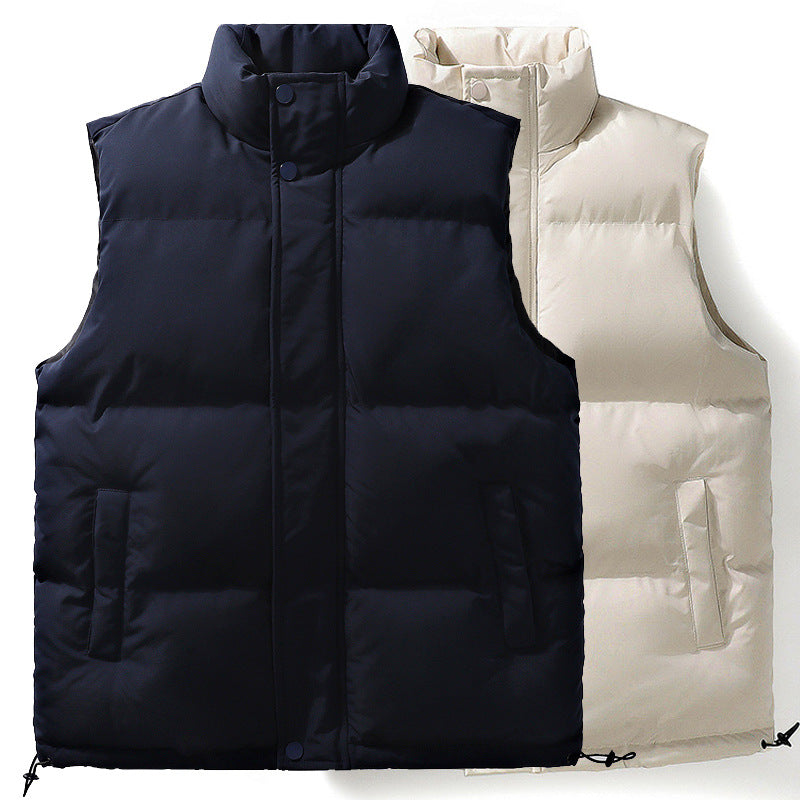 Women's Oversize Puffer Vest with High Standing Collar, Front Placket, and Adjustable Drawstring Hem Chichicherry