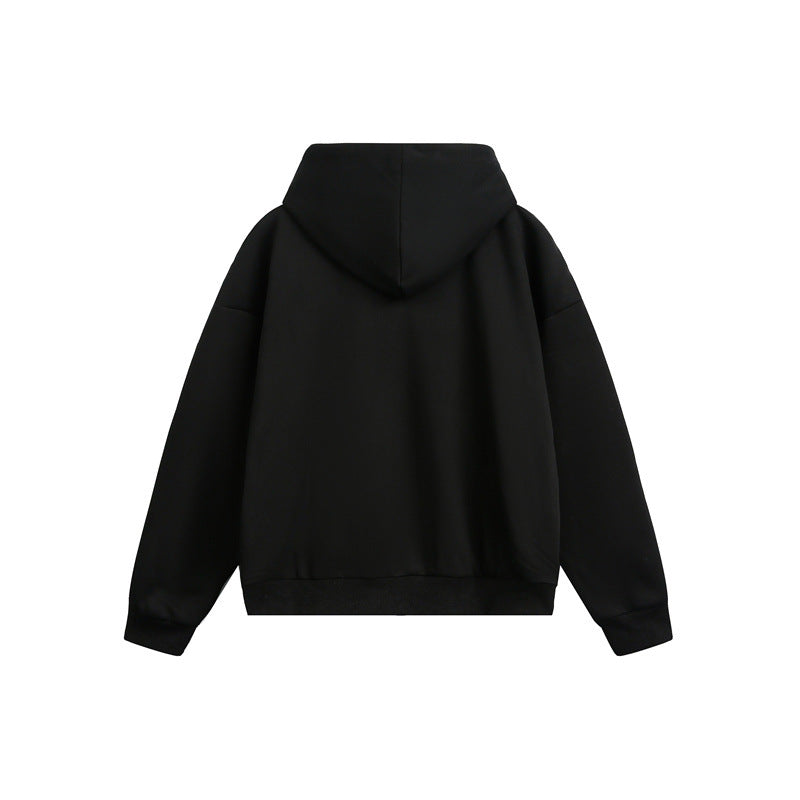 Unisex Hooded Sweat Jacket with Two-Way Zipper and Checkered Hood Lining Chichicherry