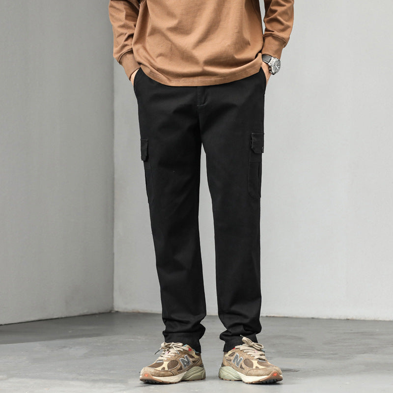 Men's straight-cut cargo pants with utility flap pockets and slightly tapered leg Chichicherry