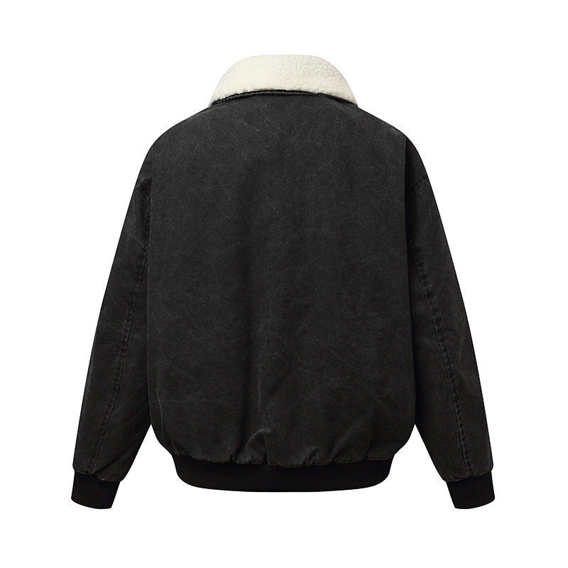 Unisex Padded Boxy Bomber Jacket with Teddy Collar Chichicherry