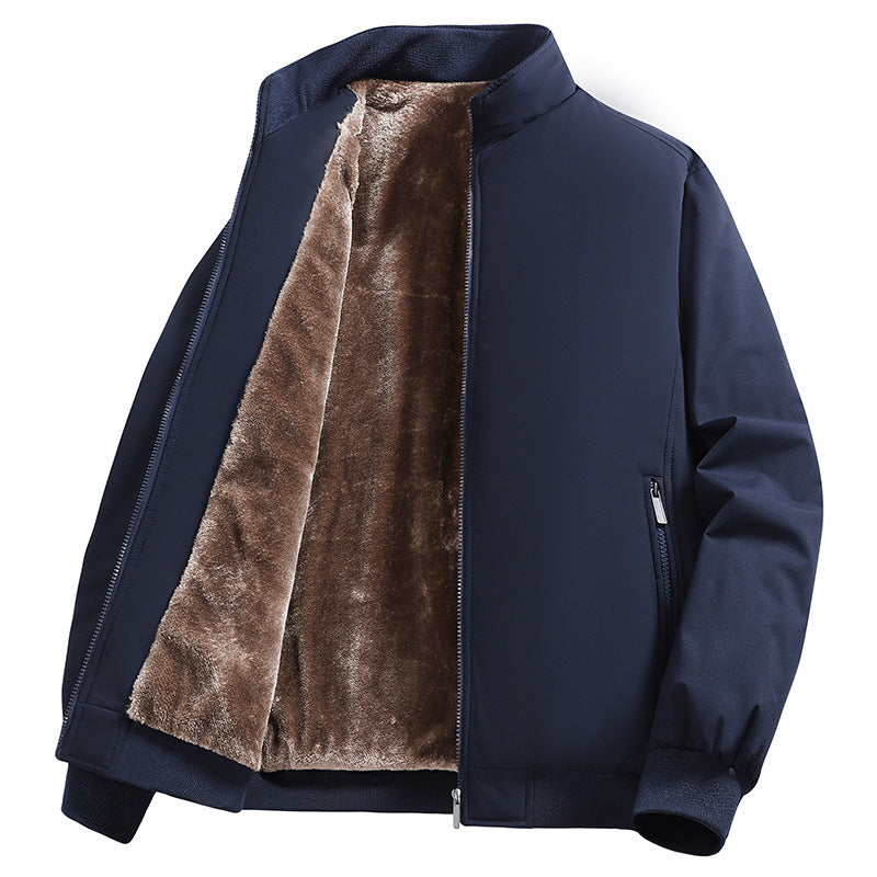 Men's Padded Bomber Jacket with Faux Fur Lining, Stand-Up Collar and Zipper Chichicherry