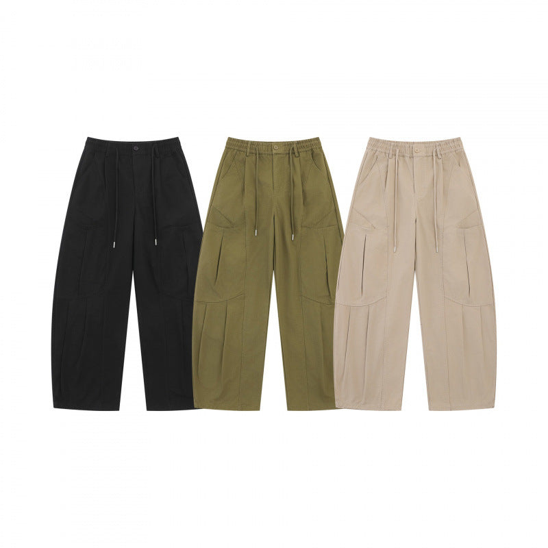 Unisex Wide Utility Cargo Pants made of cotton blend with drawstring waistband, large patch pockets, and balloon-shaped silhouette Chichicherry