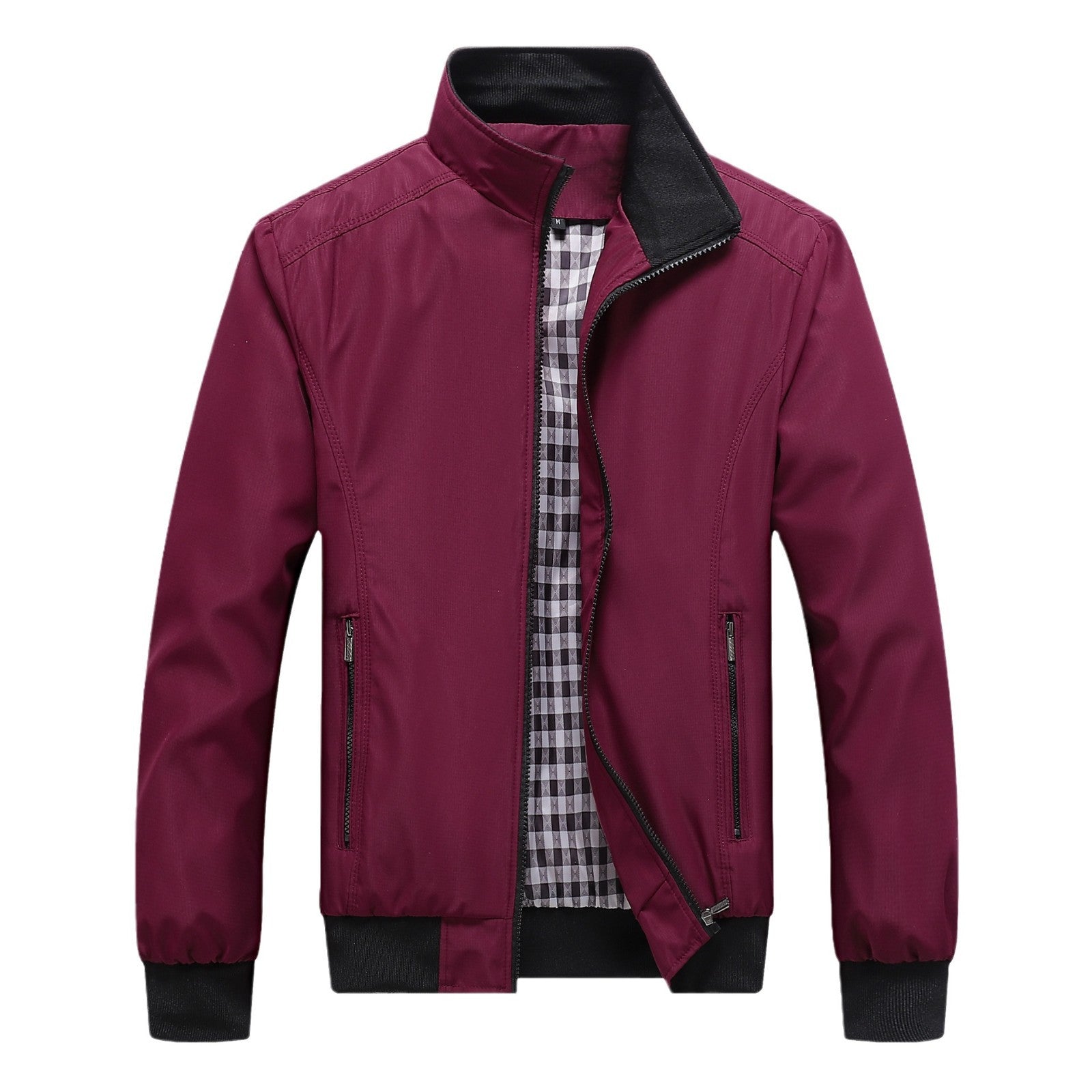 Men's Urban Stand-Up Collar Blouson made of wind-resistant softshell with checkered thermal lining Chichicherry