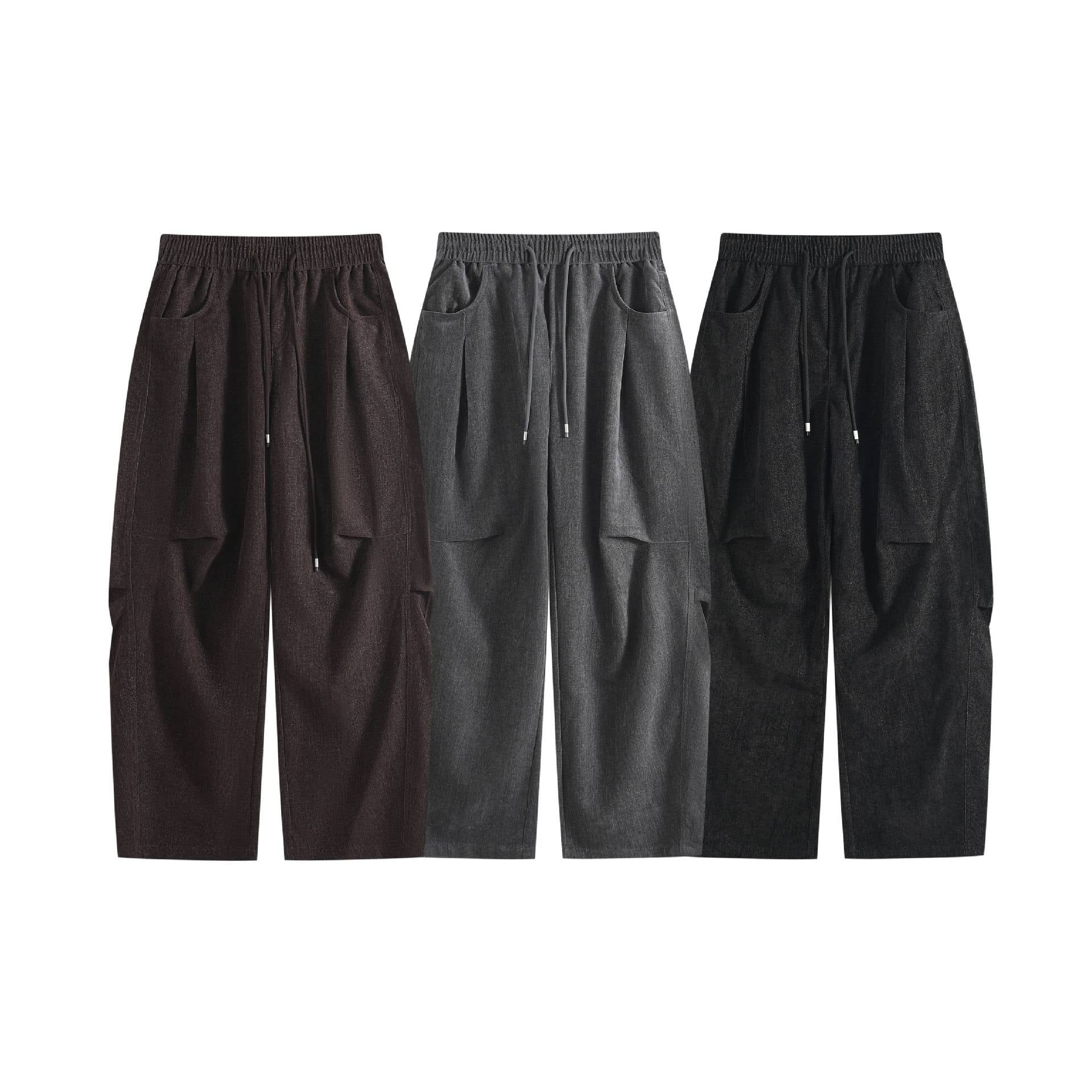Women's Loose Cropped Comfort Cargo Pants with Elastic Drawstring Waist and Patch Pockets Chichicherry